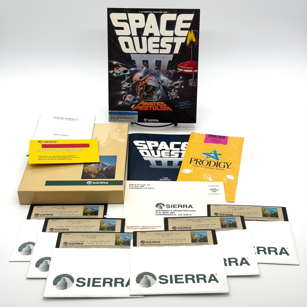 Space Quest III Pirates of Pestulon PC Game 1989 Vintage Big Box 5.25 Disk